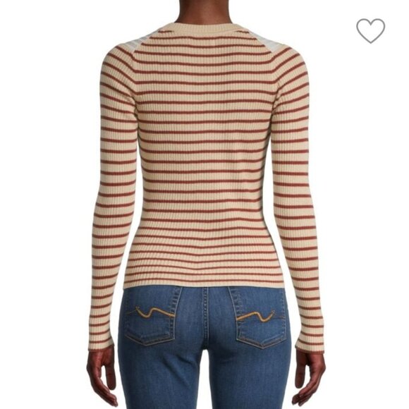 NWOT Naadam Striped Silk & Cashmere ribbed Cardigan Sz S - Picture 2 of 12